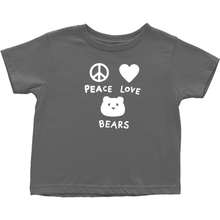 Load image into Gallery viewer, Peace, Love, Bears T-Shirt For Toddlers