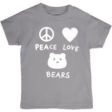 Load image into Gallery viewer, Peace Love Bears T-Shirt For Big Kids | Youth Unisex, Eco-Friendly T-Shirt | Children&#39;s Graphic Tee