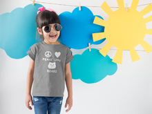 Load image into Gallery viewer, Peace, Love, Bears T-Shirt For Kids